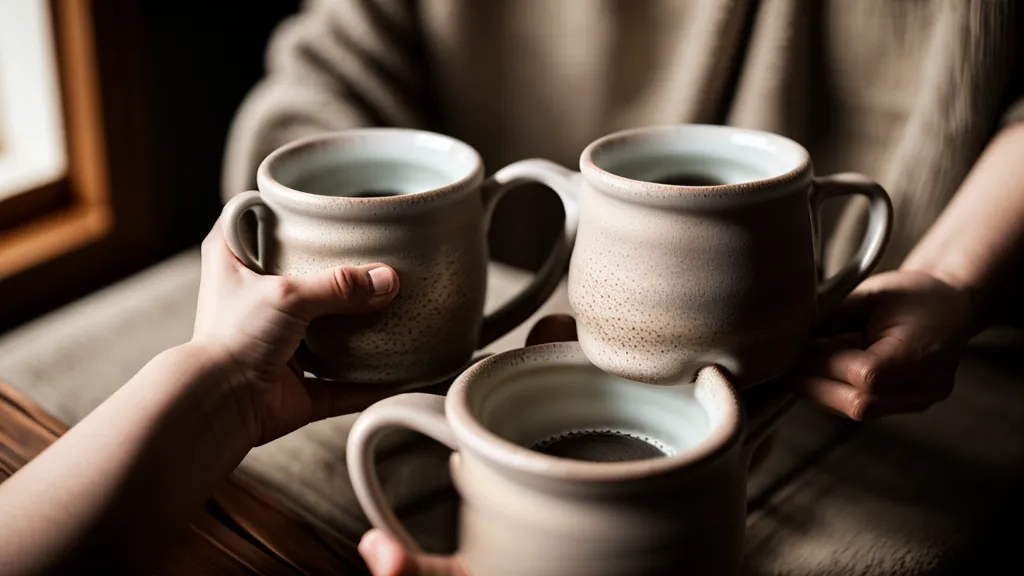 Manos sosteniendo una taza caliente durante un momento de reflexión personal.
