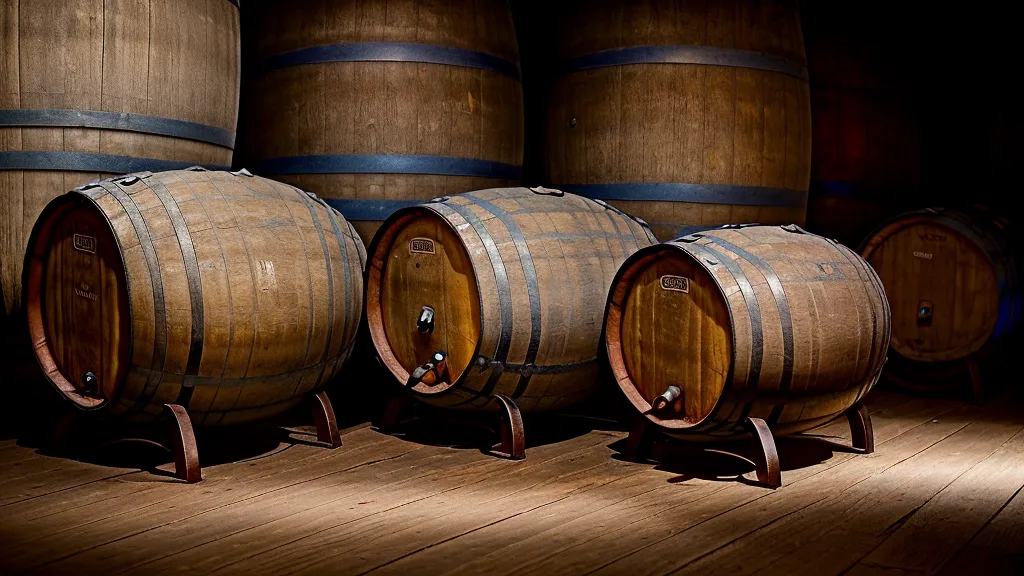 Celular sobre una barrica de vino antigua en una bodega oscura