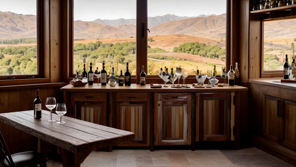 Ventana de bodega hacia los Andes con auriculares listos para escuchar un módulo.